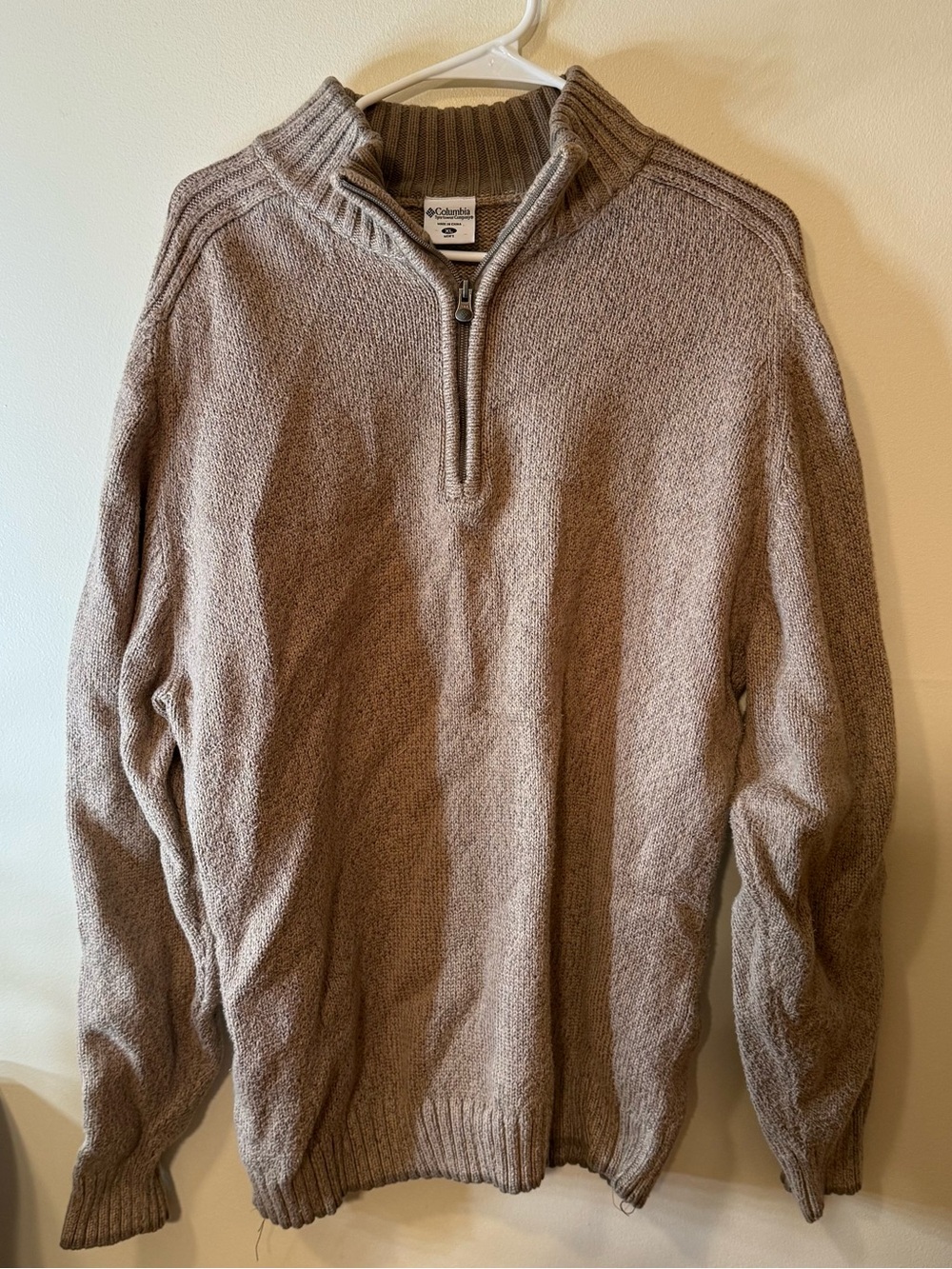 Columbia Men's Taupe Zip-Neck Sweater
